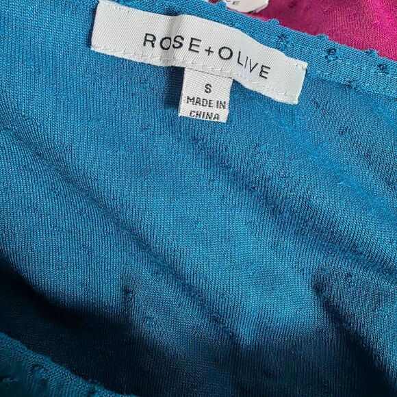 Rose + Olive S Teal Swiss Dot Twist Front Top - Picture 6 of 7